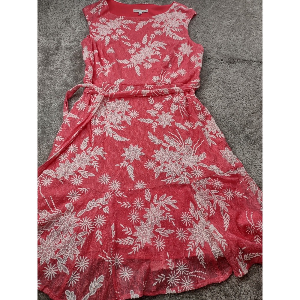 Women's Sandra Darren Floral Dress Size 12‎ Red  Embroidered Boho Cottagecore